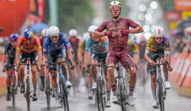 New Zealander Ben Oliver of Modern Adventure Pro Cycling celebrates as he crosses the finish line to win the second stage of the Tour De Wallonie cycling race, 192 km from Jodoigne to Libramont-Chevigny, on Tuesday 02 June 2026. BELGA PHOTO DAVID PINTENS (Photo by DAVID PINTENS / BELGA MAG / Belga / AFP via Getty Images)