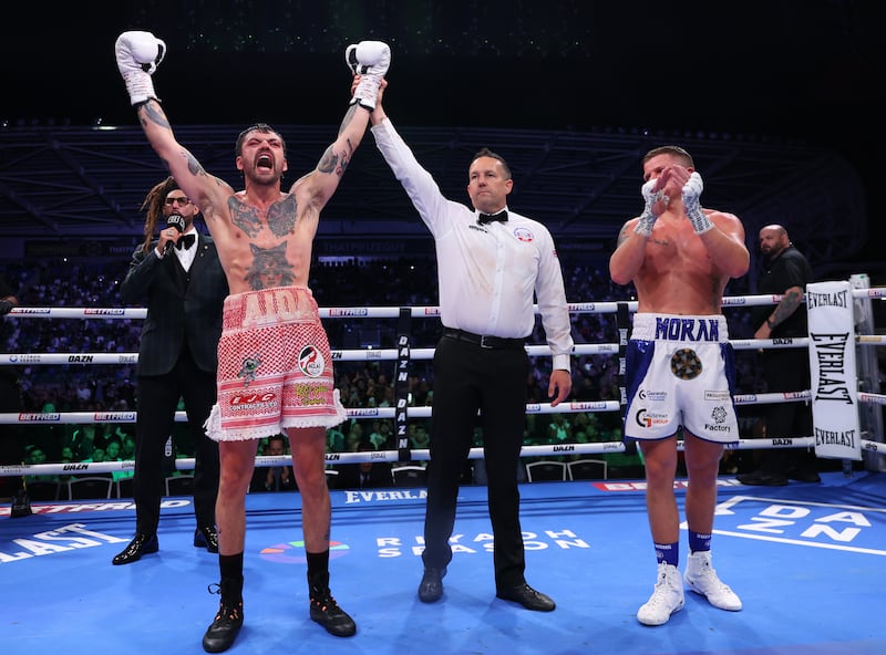 Tyrone McKenna beat battling Dylan Moran at Windsor Park. Picture By Mark Robinson Matchroom Boxing