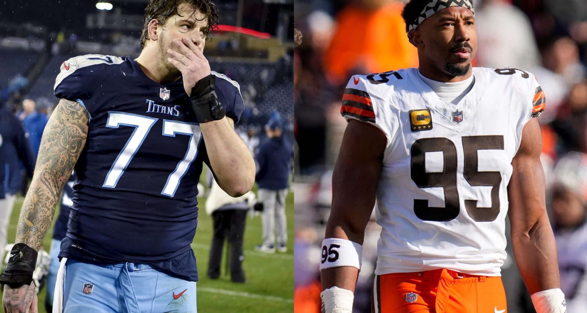 Myles Garrett shares how Taylor Lewan was his 'welcome to the NFL' moment 'bending the rules' during Titans-Browns game in 2017