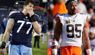 Myles Garrett shares how Taylor Lewan was his 'welcome to the NFL' moment 'bending the rules' during Titans-Browns game in 2017