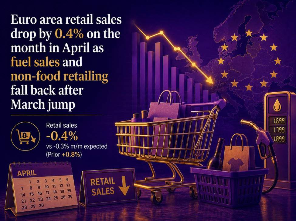 Euro area retail sales fall in April, challenging outlook ahead