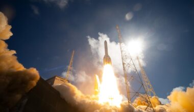 The inaugural launch of the Ariane 6 with the more powerful P160C-derived boosters. Credit: ESA–S. Corvaja