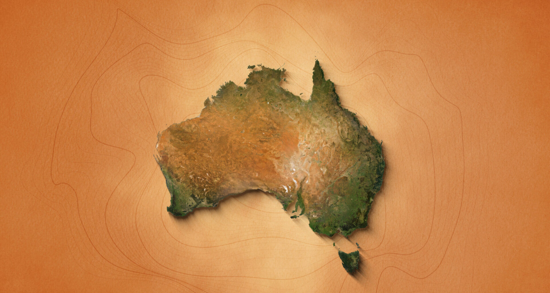 The video showcases an animation of a realistic map of Australia set against a brown vintage paper background. It utilizes a zooming effect, allowing viewers to closely examine the continent, revealing its geographical features and details.