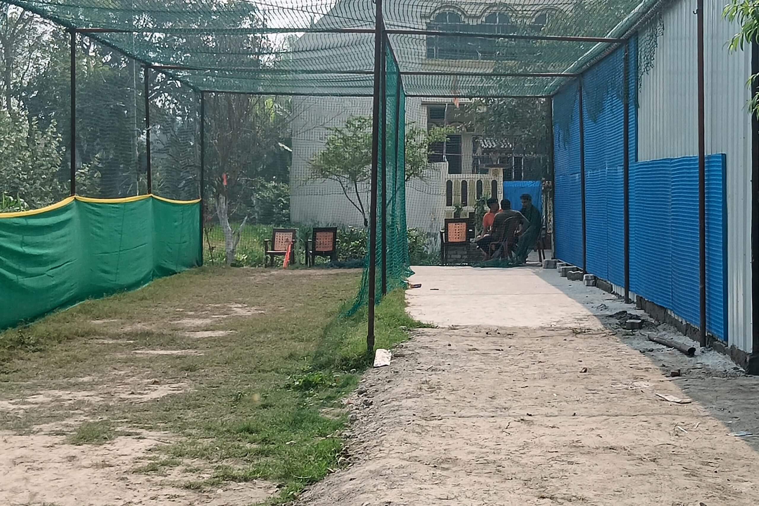 The cricket net prepared by Vaibhav Sooryavanshi's parents in their home village of Motipur, Bihar state