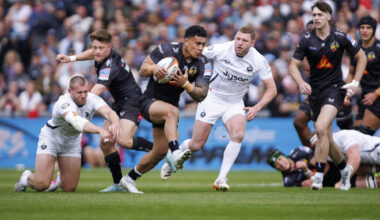 Exeter Chiefs' Len Ikitau runs with the ball during his team’s May 2026 victory over Bath in the Gallagher PREM