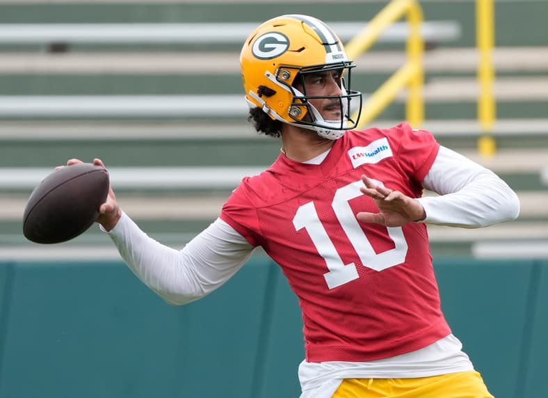 Green Bay Packers Jordan Love (10) participates in mandatory minicamp Thursday, June 11, 2026, at the Don Hutson Center in Green