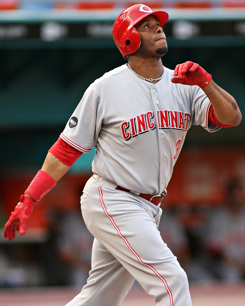 Ken Griffey Jr. follows through on left-handed swing