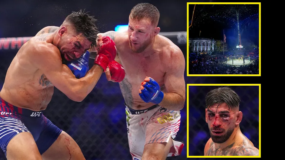 A graphic of Justin Gaethje's win over Ilia Topuria at UFC White House