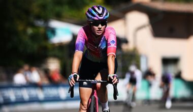 SAN LUCA, ITALY - OCTOBER 04: Neve Bradbury of Australia and Team CANYON//SRAM zondacrypto crosses the finish line during the 12th Giro dell'Emilia Internazionale Donne Elite 2025 a 126.7km one day race from Mirandola to San Luca on October 04, 2025 in San Luca, Italy. (Photo by Dario Belingheri/Getty Images)