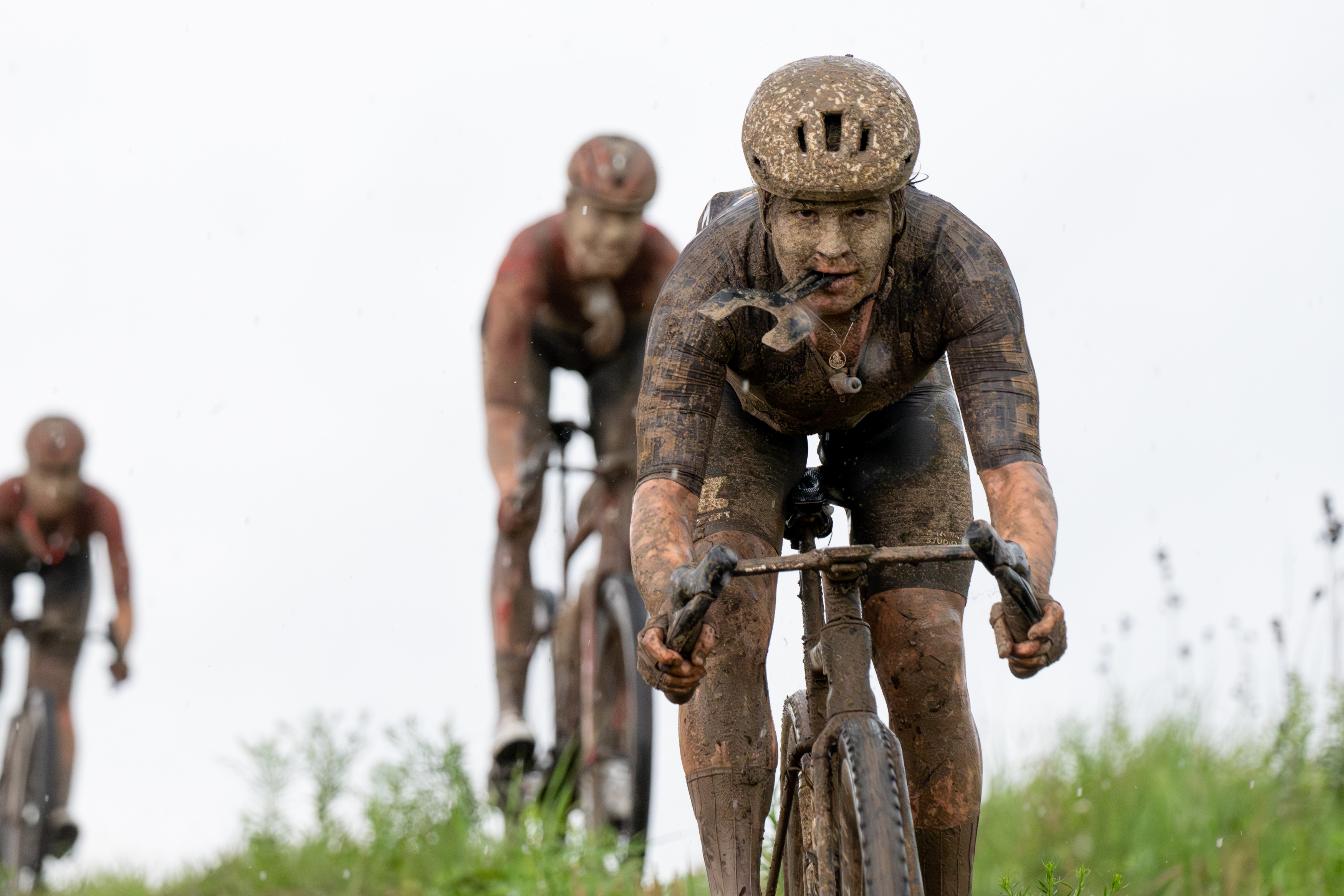 Photos of the bikes from the finish line of Unbound Gravel 2026