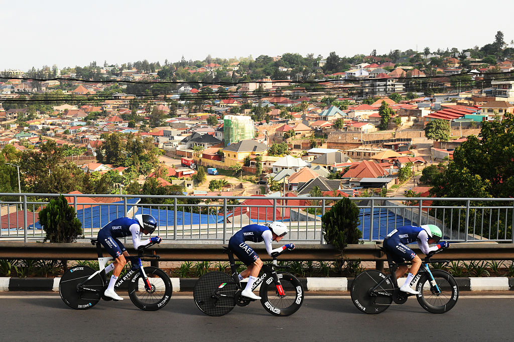 2026 Road World Championships: Paul Seixas as part of the silver-medal-winning French TTT team in the mixed relay event