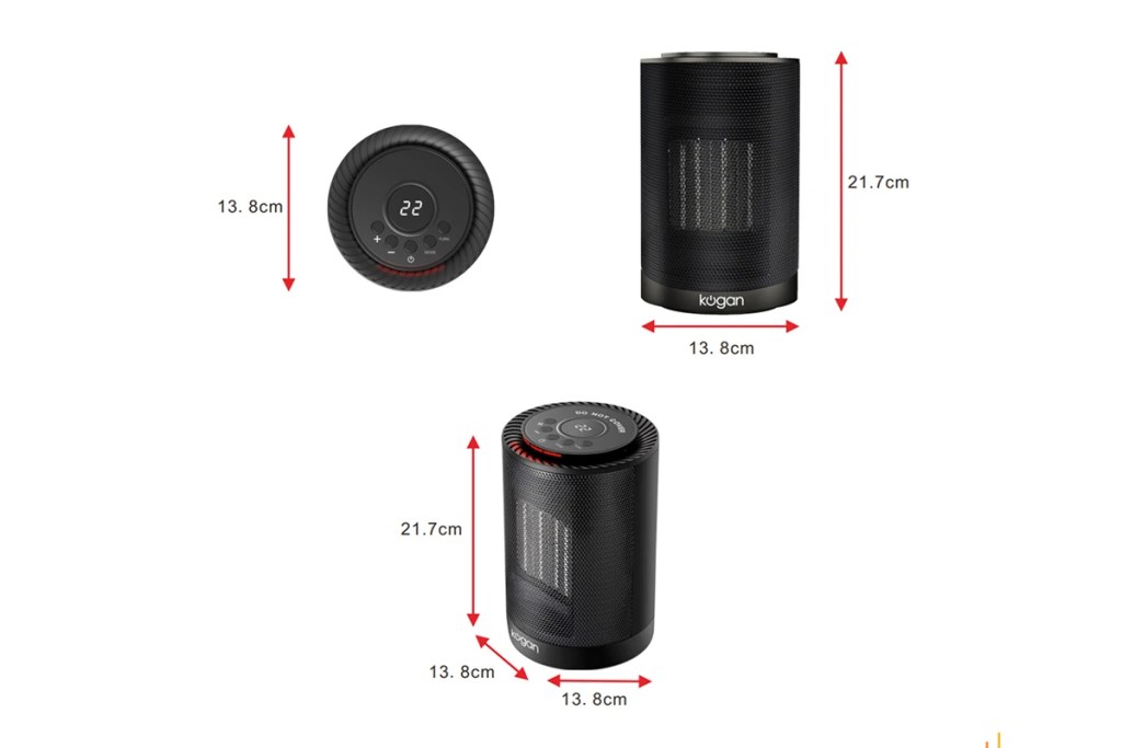 Kogan Portable Ceramic Heater Dimensions
