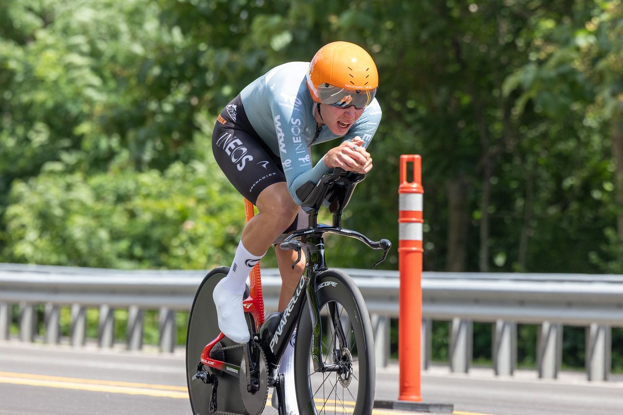Artem Shmidt (Netcompany Ineos) powers to the elite men's time trial title in the 2026 US Pro Road Championships