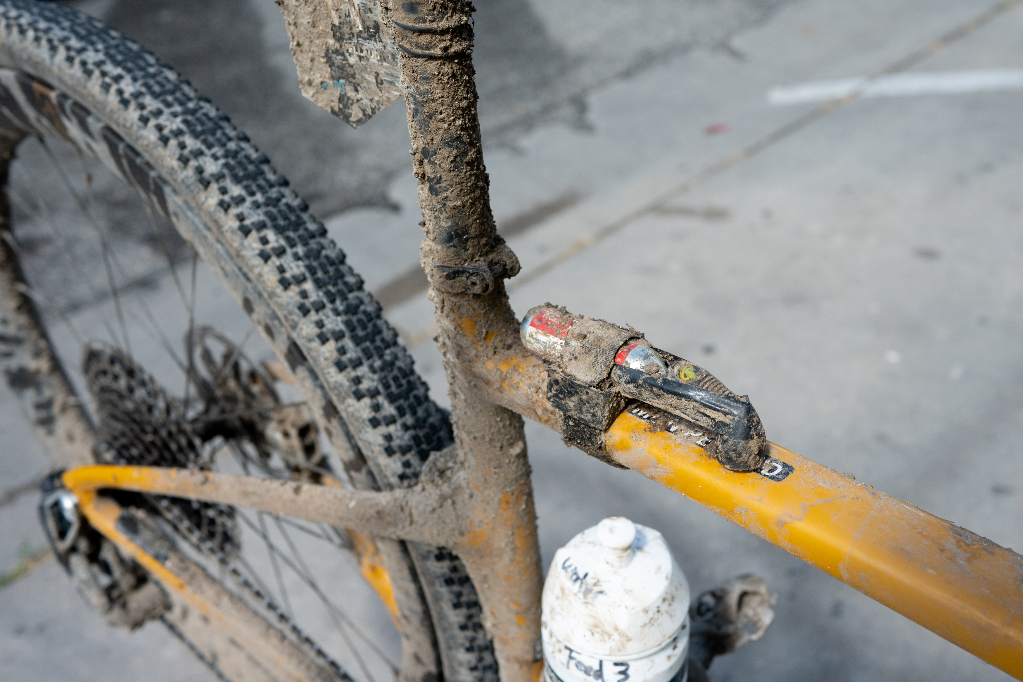 Photos of the bikes from the finish line of Unbound Gravel 2026