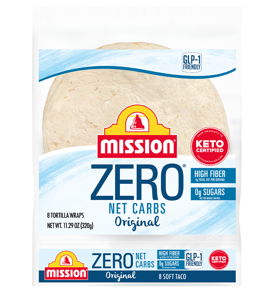 The popular tortilla maker Mission is selling a zero net carb tortilla that is labeled as GLP-1 friendly