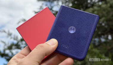 Motorola Razr Ultra Galaxy Z Flip 7 against sky
