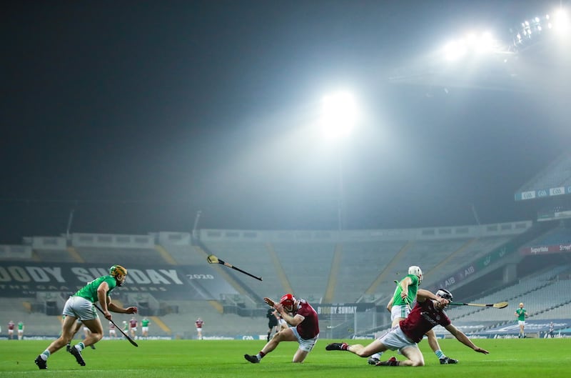 A scene from the 2020 All-Ireland semifinal between Limerick and Galway. Photograph: Tommy Dickson/Inpho