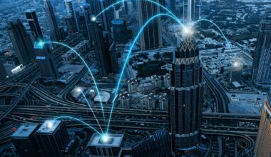 Network Technology Connects City Night