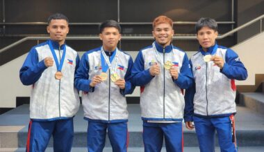 Boxers Paul Bascon, Clark Vicera, Carlo Paalam, Riza Pasuit