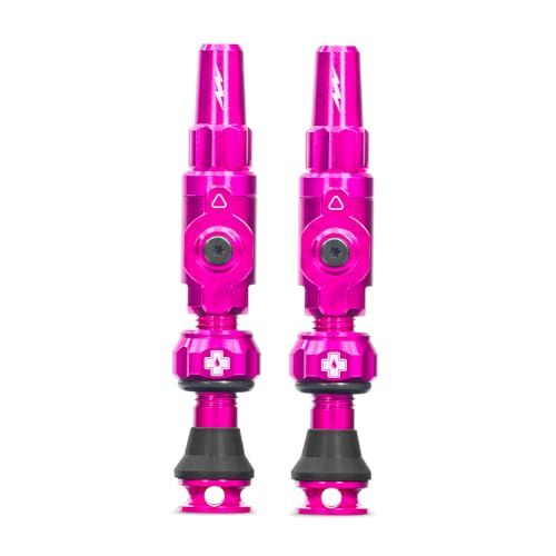 Muc-Off Big Bore Lite Tubeless Valves - Coreless High-Flow Presta Valve System - Cnc Aluminium, Max Airflow and Fast Inflation - Pink, 30mm