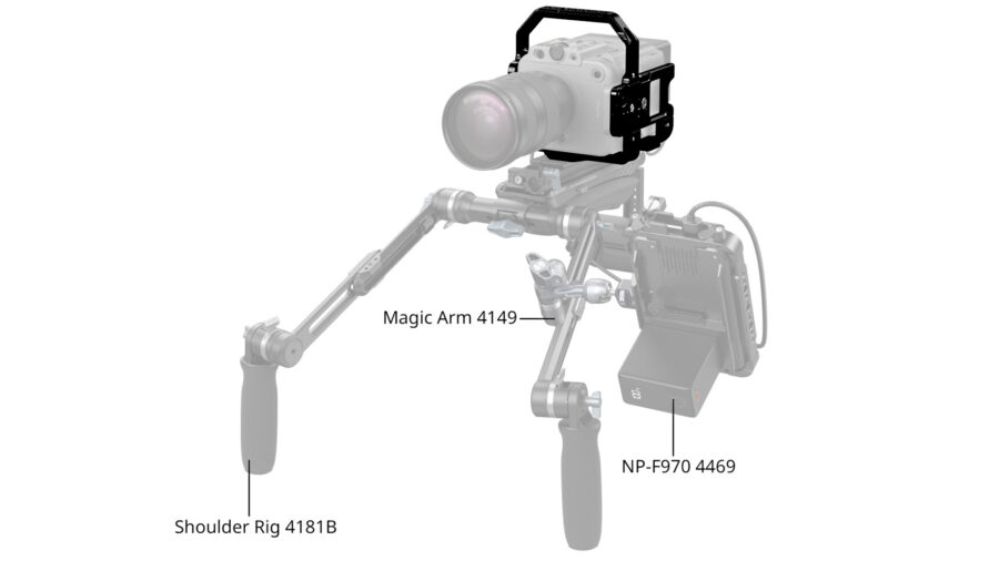 SmallRig Cage Kit MFR #5801 for Sony FX6 with Shoulder Rig and Magic Arm.