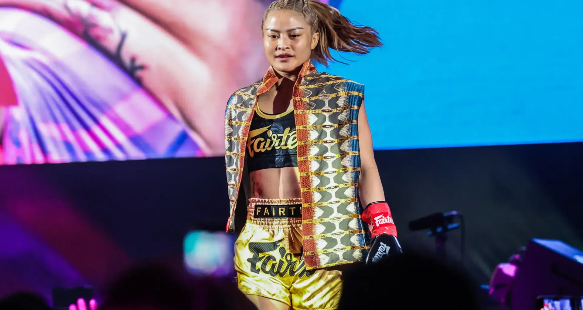 Russian Muay Thai fighter Asadula Imangazaliev walks to the ring