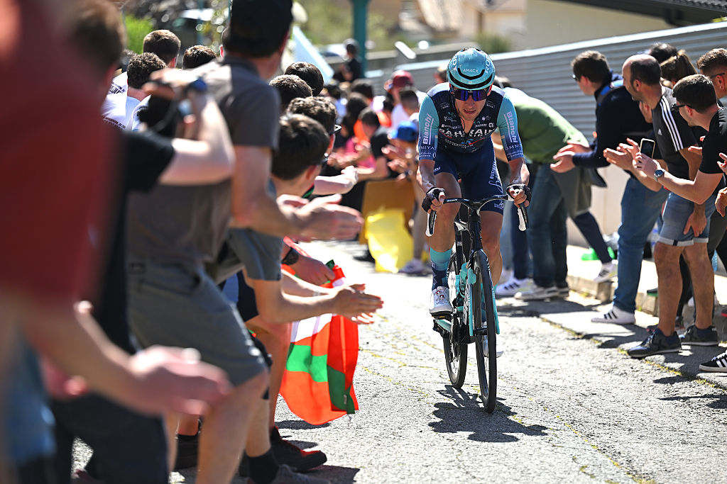 Antonio Tiberi on the attack during the 2026 GP Miguel Indurain