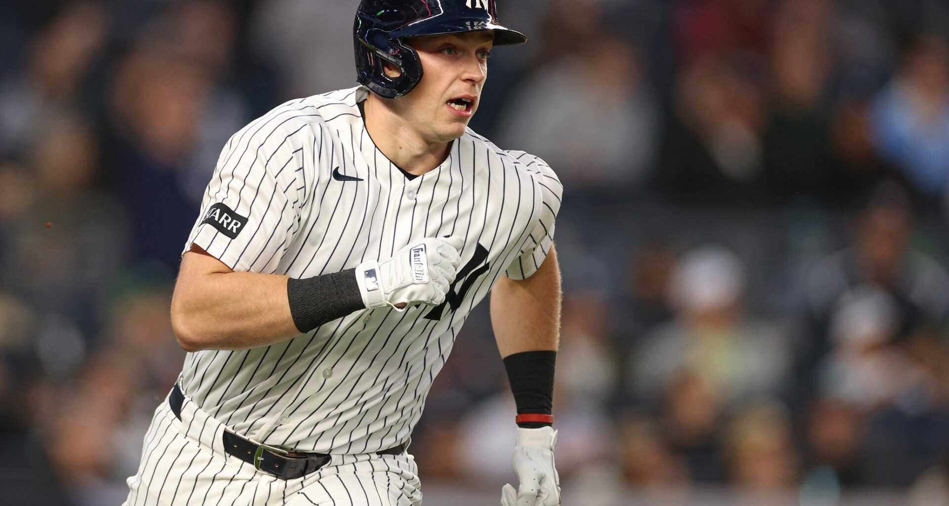 Yankees first baseman Ben Rice runs the bases against the Orioles during the 2026 MLB season.
