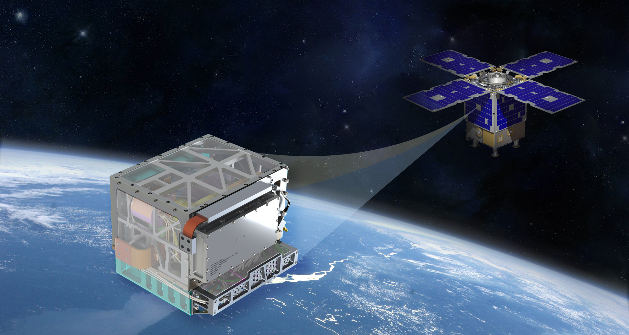NASA's Deep Space Atomic Clock, seen here in an artist's illustration, will test out new technology to for deep-space navigation.