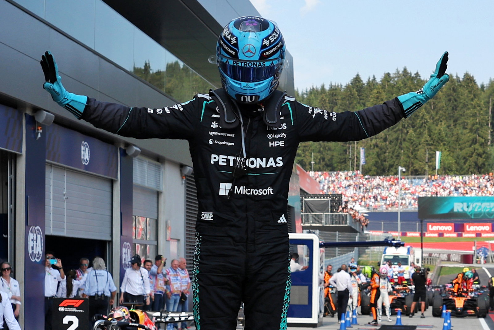 Russell masters Austrian GP for second win of season