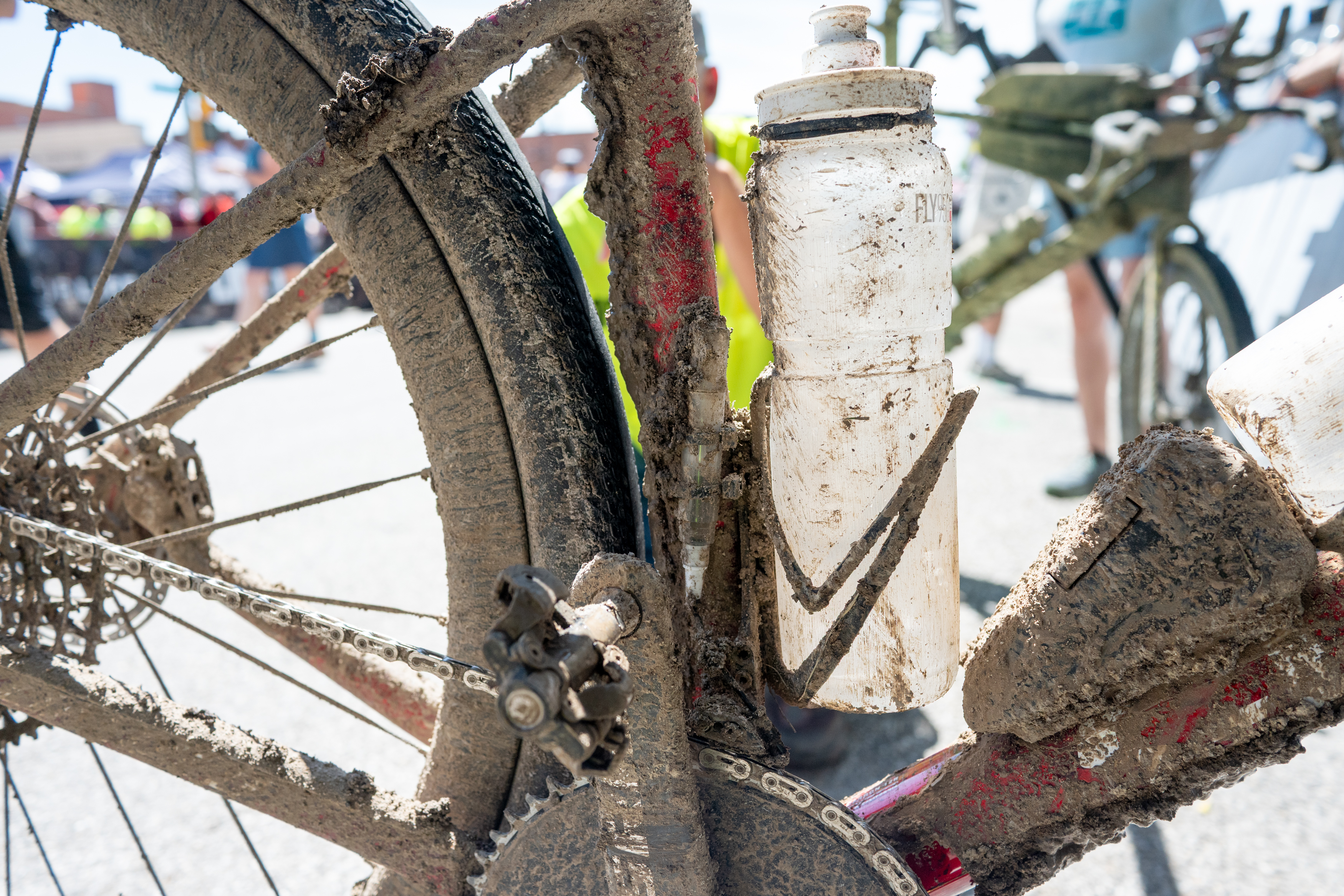Photos of the bikes from the finish line of Unbound Gravel 2026