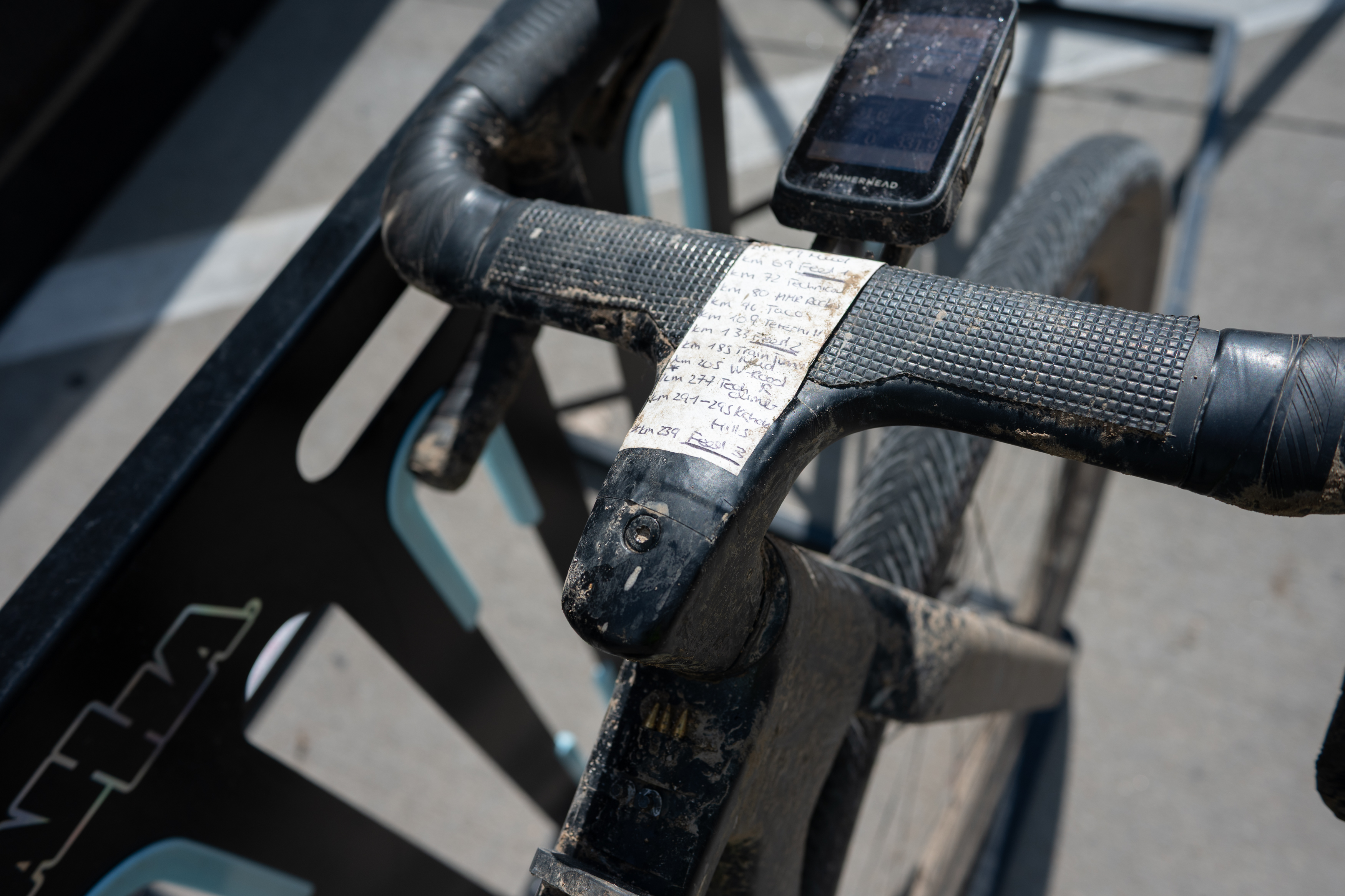 Photos of the bikes from the finish line of Unbound Gravel 2026
