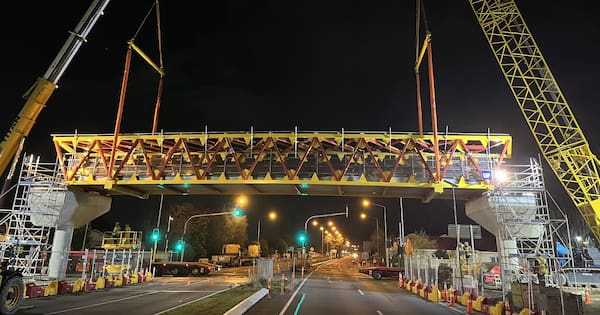 New cycling, pedestrian bridge lifted into place in Christchurch