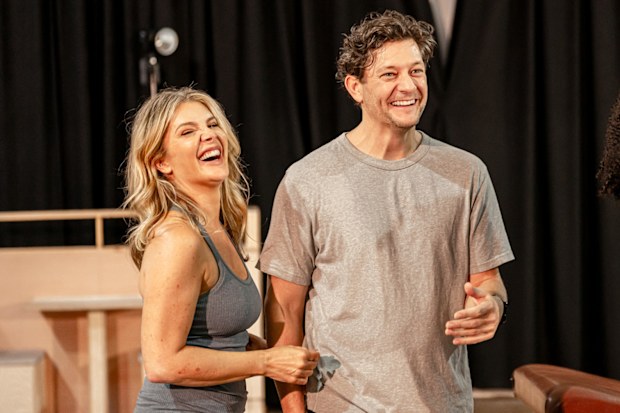 Natalie Bassingthwaighte with Rob Mills Waitress musical Robert Mills