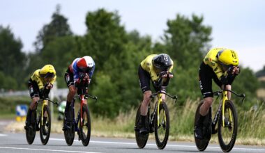 Tour Auvergne-Rhône-Alpes: Visma-Lease a Bike power to team time trial victory on stage 3, but EF's Baudin keeps yellow jersey after GC shake-up