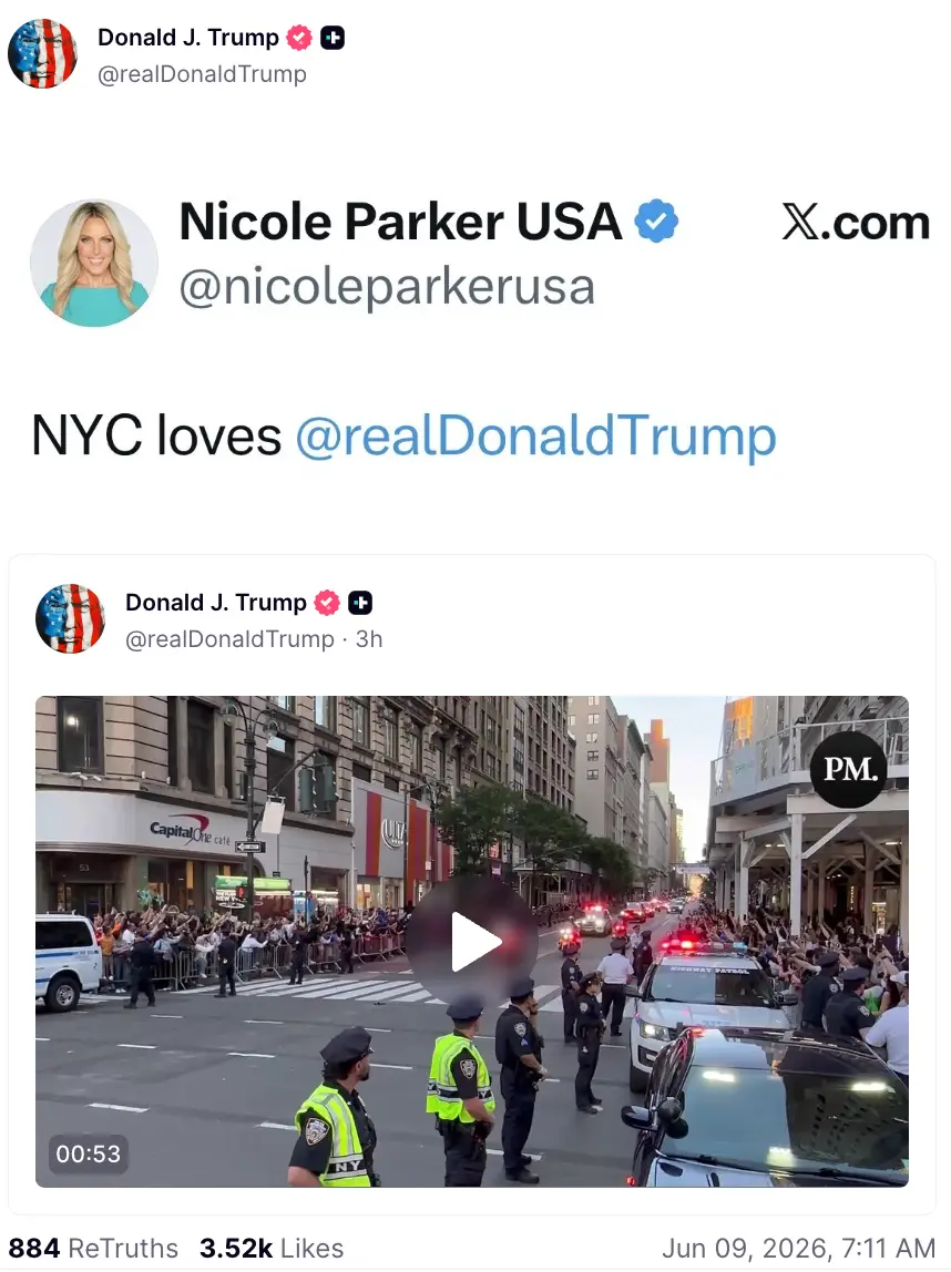 Trump backed his own support (Truth Social)
