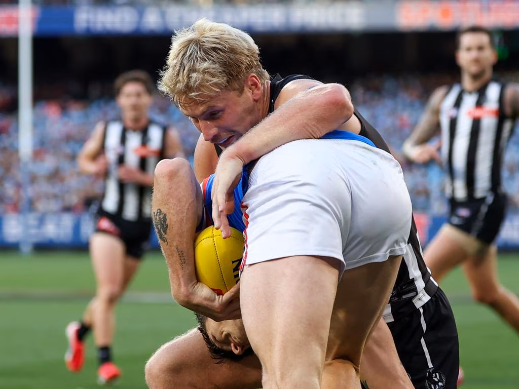 Premiership Pie facing ban for tackle that hospitalised Mihocek - Herald Sun