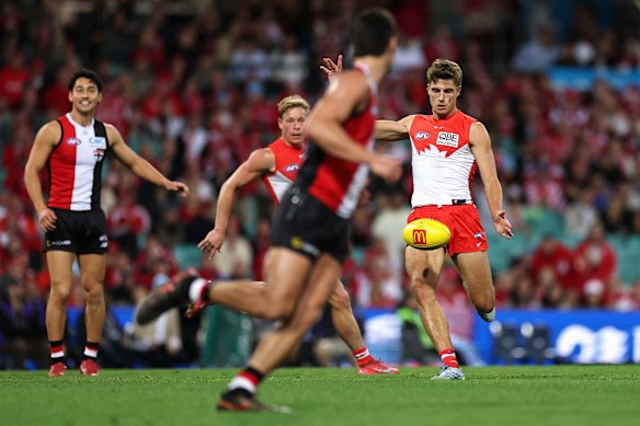 Sydney’s Jai Serong snaps the match-winning goal.