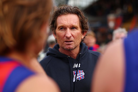On the tools: James Hird in his role as director of coaching at Port Melbourne on Sunday.