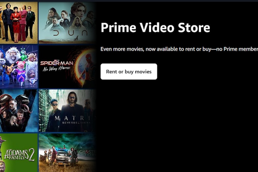 A screenshot of the Amazon Prime Video homepage