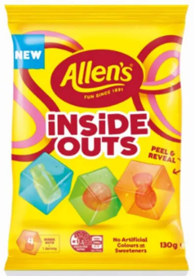 Nestle Australia has issued a recall for Allen's iNSiDE OUTS - 130g.