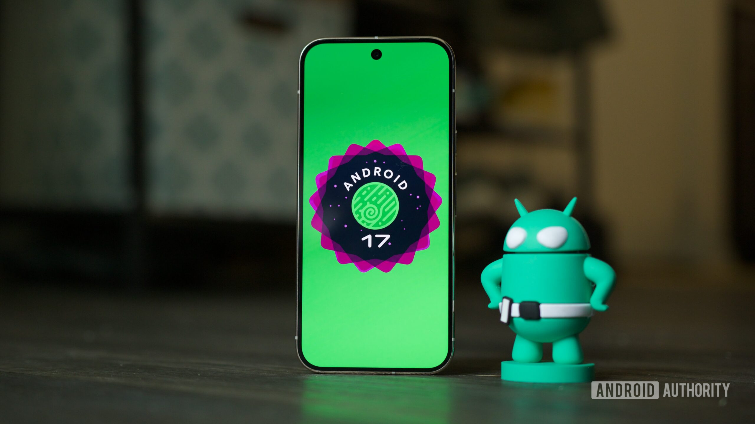 android 17 logo hero 8 The Android 17 logo on a Pixel phone.