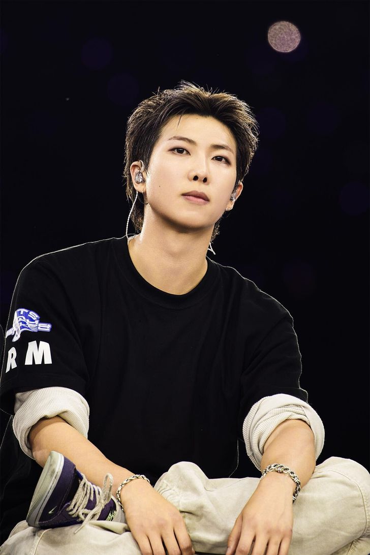 RM, the leader of seven-piece K-pop boy band BTS, performs during the group's 'ARIRANG' World Tour at Busan's Asiad Main Stadium, Saturday. Courtesy of BigHit Music