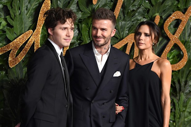 Brooklyn Beckham, David Beckham and Victoria Beckham