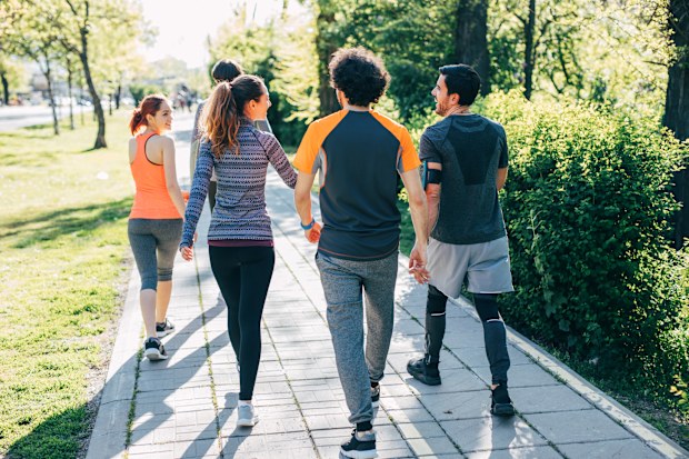 Group walking outside