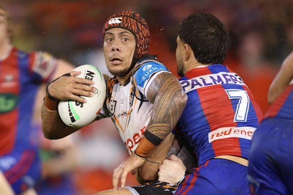 It was a tough afternoon for Jarome Luai and the Tigers.