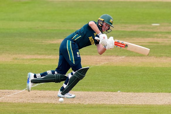 Mooney bats during the Women’s T20 World Cup match.