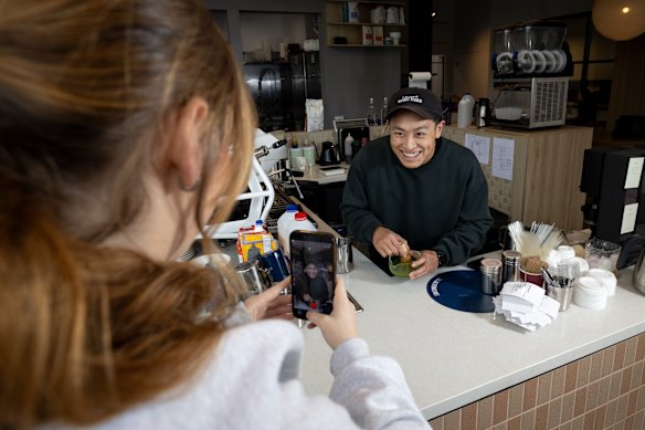 Steven Chrun, owner of Sana Coffee, posts vlog-style videos on his cafe's Instagram account.