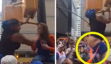 Knicks fan resuscitated at victory parade tries to kiss woman who saved him