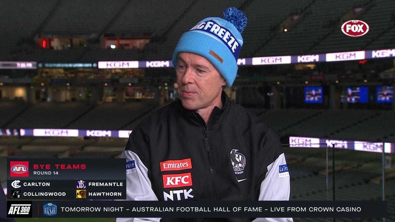 AFL news 2026: Craig McRae press conference video on AFL 360 after Collingwood loss to Melbourne Demons, Brayden Maynard shoulder